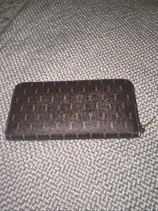 Saint Laurent Handbags - Saint Laurent Brown Wallet with Gold Monogram Zip